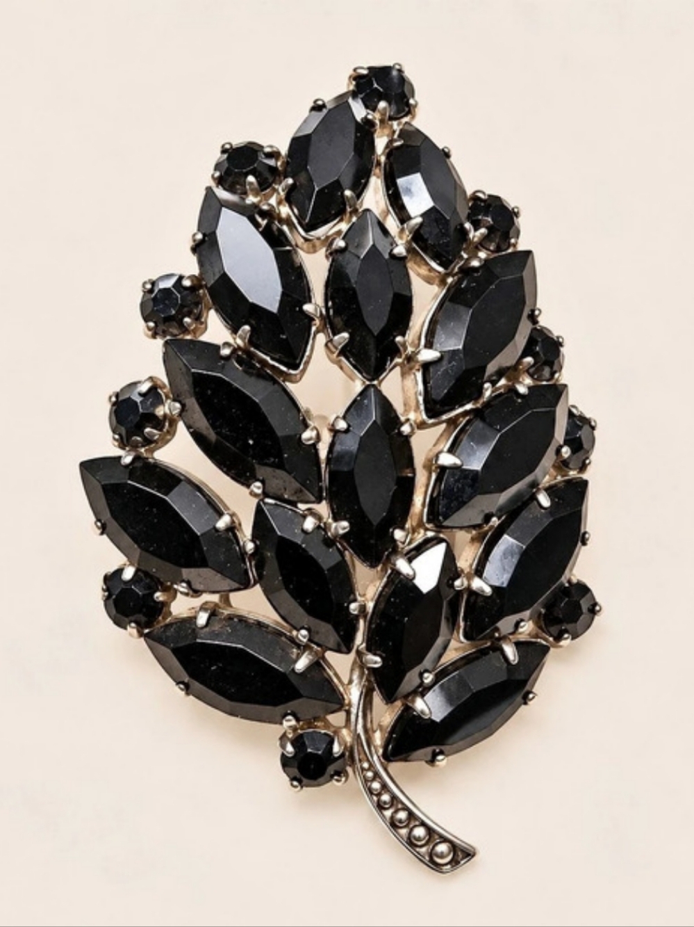 Black & Gold Leaf Brooch Like New